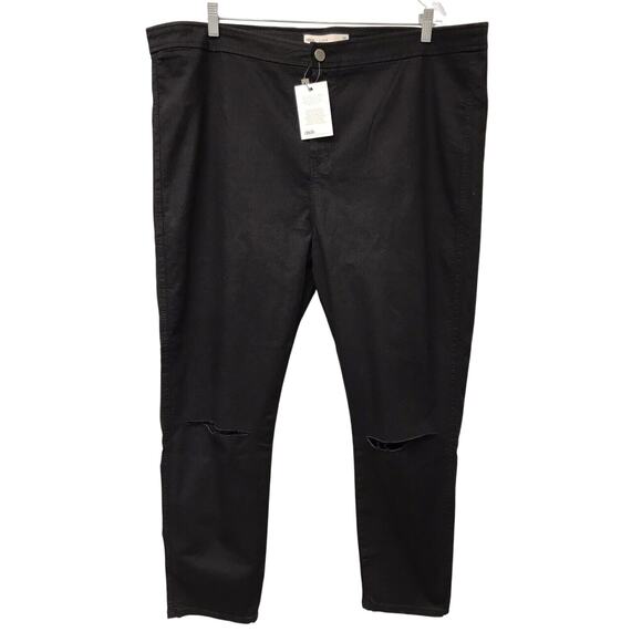 Asos Jeans Womens 22 US 26 UK Denim Black Stretch Factory Distressed Ripped Knee - Picture 1 of 10